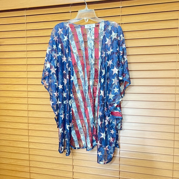 Crazy Train Stars and Stripes Lace cardigan one size - Picture 2 of 8